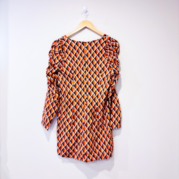 FARM RIO Orange & Navy Geometric Cotton Mini Dress | Medium * - Picture 12 of 12